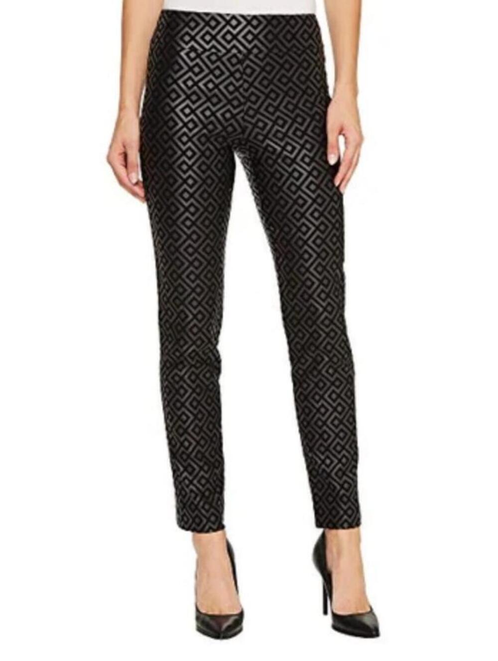 Krazy Larry - Women's Pants Black Diamond Pattern Geometric Pleated Size 14